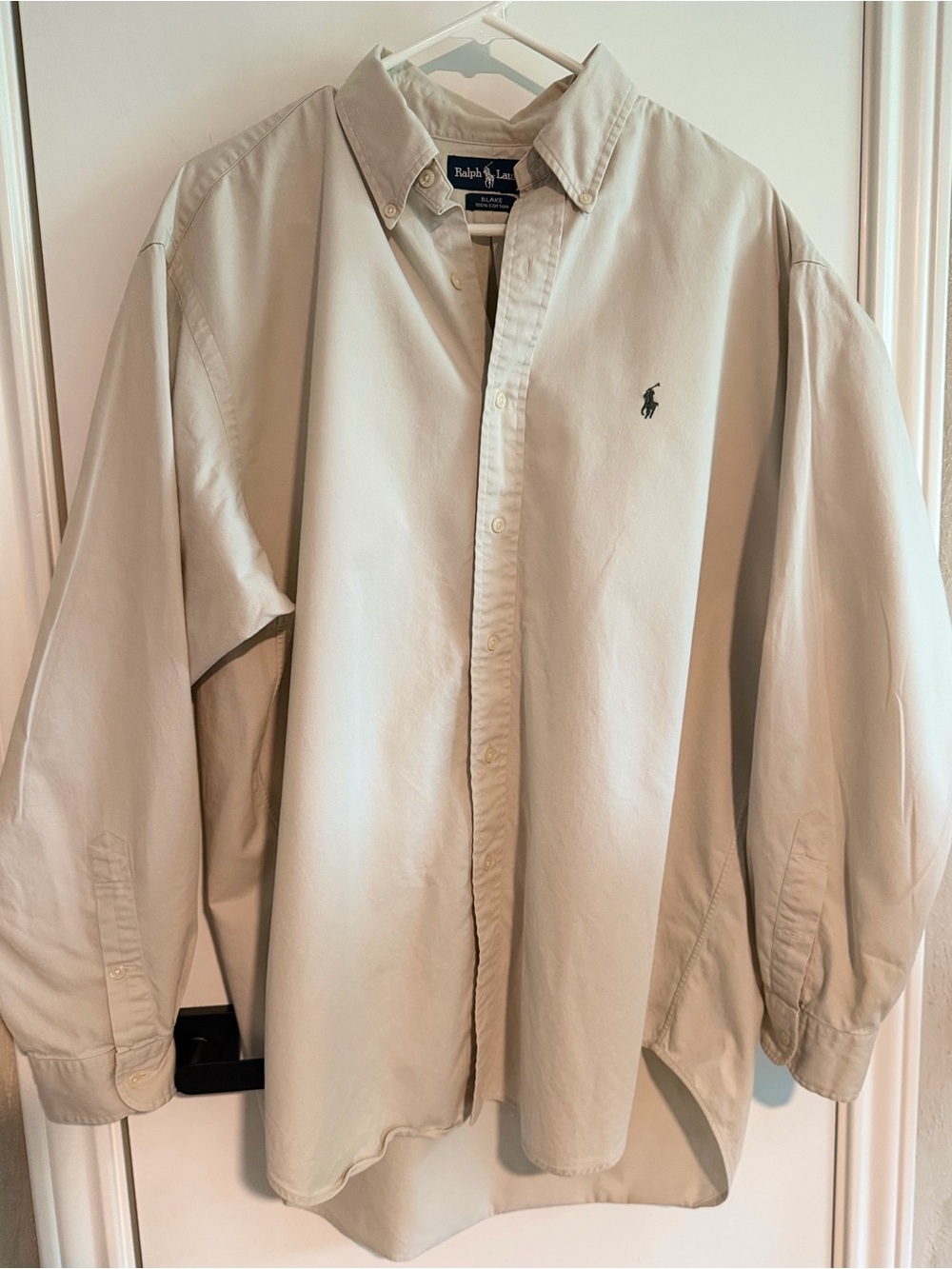 Ralph Lauren Beige Button-Down Oxford Shirt with Polo Pony size Large